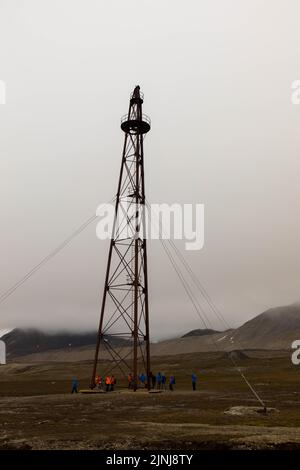 Ausgangspunkt für Roald Amundsens Versuche, mit dem Luftschiff NY-Alesund, Svalbard, Spitzbergen, Norwegen, zum Nordpol zu fliegen. Stockfoto