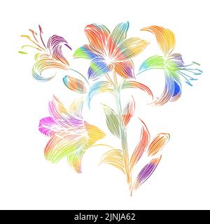 Kreative abstrakte Vektor-Logo-Design-Vorlage. Mehrfarbige Lilie Blume Objekt. Vektorgrafik Stock Vektor
