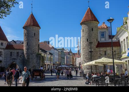 Tallinn, Estland. 31.. Juli 2022. Allgemeine Ansicht der Altstadt Straßen ist zu sehen. (Foto von Vadim Pacajev/Sipa USA) Quelle: SIPA USA/Alamy Live News Stockfoto