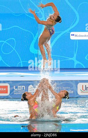 Frankreich künstlerisches Schwimmen während der Schwimmeuropameisterschaften, Roma, Italien, im Stadio del Nuoto, Roma 11 Aug 2022 (Foto von AllShotLive/Sipa USA) Stockfoto