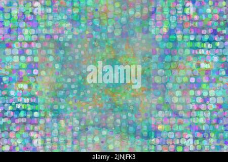 Farbenfrohe, abstrakte, gepunktete Collage mit zufälliger Pinselstrich-Textur in den Farben blaugrün, pink, grün, blau, lila, Und Magenta. Künstlerisches modernes Bild Stock Vektor