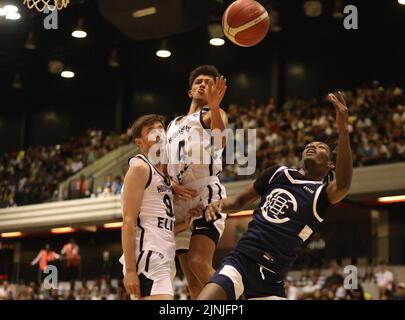 London, Großbritannien. 11. August 2022. HoopsFix gegen den California Basketball Club am 11. August 2022 in der Copper Box Arena, London, Großbritannien. Foto von Joshua Smith. Nur zur redaktionellen Verwendung, Lizenz für kommerzielle Nutzung erforderlich. Keine Verwendung bei Wetten, Spielen oder Veröffentlichungen einzelner Clubs/Vereine/Spieler. Kredit: UK Sports Pics Ltd/Alamy Live Nachrichten Stockfoto