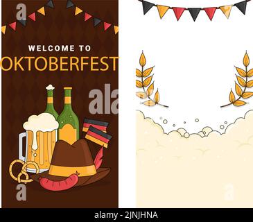 Handgezeichnete oktoberfest Geschichten Set Vektor Illustration. Stock Vektor