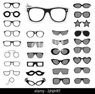 Set aus Sonnenbrille und Brille. Vektorgrafik. Stock Vektor
