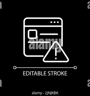 Website-Fehler weißes lineares Symbol für dunkles Thema Stock Vektor