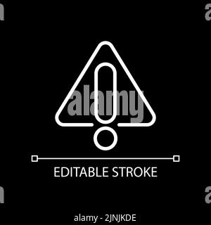 Warnschild weißes lineares Symbol für dunkles Thema Stock Vektor
