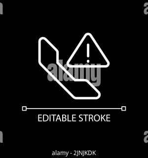 Anrufwarnung weißes lineares Symbol für dunkles Thema Stock Vektor