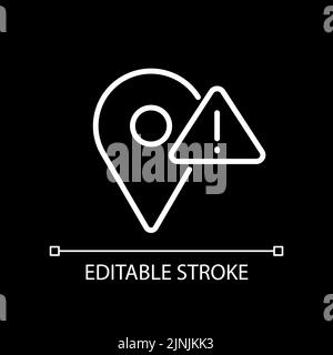 Positionsfehler weißes lineares Symbol für dunkles Thema Stock Vektor