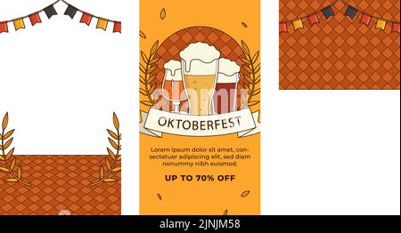 Handgezeichnete oktoberfest Geschichten Set Vektor Illustration. Stock Vektor