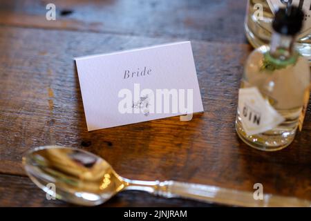 Namenskarten für Hochzeiten Stockfoto