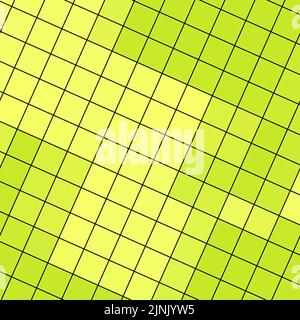 Quadratisches, abstraktes Mosaikmuster mit diagonalen symmetrischen, sich wiederholenden beigen Quadraten oder einem Netz aus Quadraten oder Zellen mit kariertem Hintergrund Stockfoto