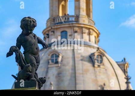 frauenkirche, Barockstil, Engelskulptur, Frauenkirchen, Barockstile, Engelskulpturen Stockfoto