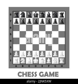Schachbrett und stellen Sie Schachfiguren für 2D Spiel UI Stock Vektor