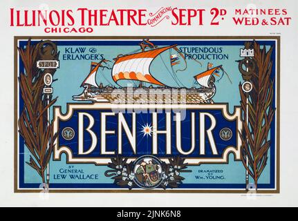 Ben-Hur (um 1901) Illinois Theatre, Chicago, Klaw und Erlanger's Produktion, von General Lew Wallace, dramatisiert von William Young. Poster von Strobridge und Co Stockfoto