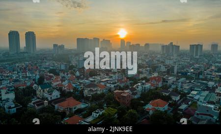 24. Juni 2022: Panorama des Wohngebiets Landmark, in dem sich ein 81-stöckiges Gebäude befindet, im Stadtteil Binh Thanh, Ho Chi Minh City Stockfoto