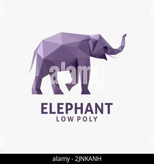 Elefant Low-Poly-Logo-Design Stock Vektor