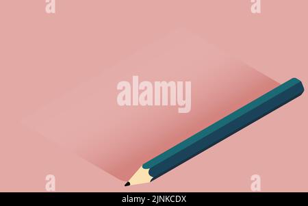 Illustration eines Bleistifts mit einem Schatten isometrisch Stock Vektor