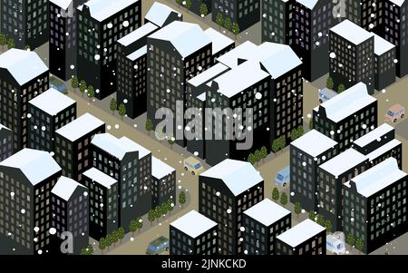 Stadt Landschaft Material Weihnachten Geschäftsviertel isometrisch Stock Vektor