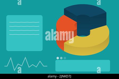 3D Kreisdiagramm für die Datenanalyse isometrisch Stock Vektor