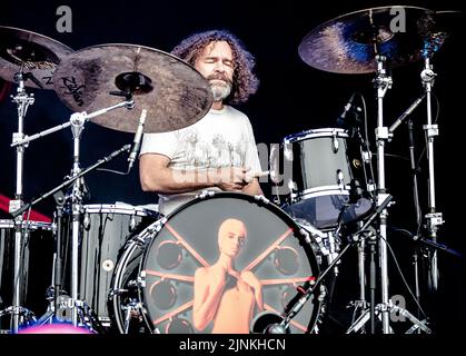 Feeder am 18.. Juni 2022 im Eirias Stadium in Colwyn Bay, Nordwales. Stockfoto