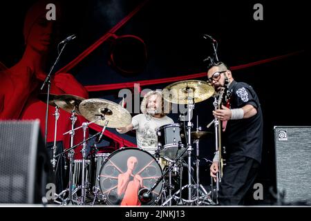 Feeder am 18.. Juni 2022 im Eirias Stadium in Colwyn Bay, Nordwales. Stockfoto