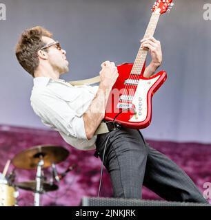 Die Impfungen, die am 18.. Juni 2022 im Eirias Stadium in Colwyn Bay, Nordwales, durchgeführt wurden. Stockfoto