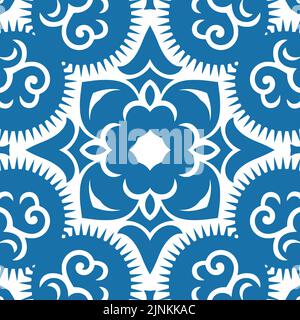 Nahtloses Patchwork-Muster aus verzierten Fliesen, Ornamenten. Kann für Hintergrundbilder, Musterfüllungen, Webseiten-Hintergrund, Oberflächenstrukturen verwendet werden. Stock Vektor