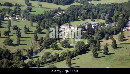 Luftaufnahme des Luxushotels Grantley Hall in der Nähe von Ripon, North Yorkshire, Großbritannien Stockfoto