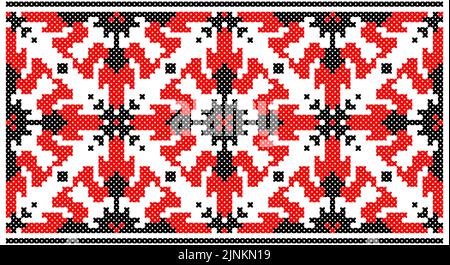 Ukrainische, weißrussische Stickerei Vektor nahtlose Muster, Kreuzstich Ornament inpired Volkskunst Vyschywanka. Stock Vektor