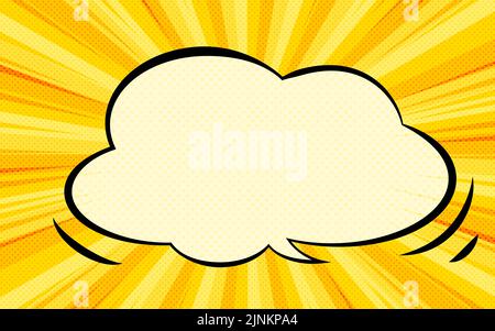 Illustrationsmaterial: Amerikanischer Comic-Stil, Pop-Ballons und Hintergrund aus Punkten und konzentrierten Linien Stock Vektor