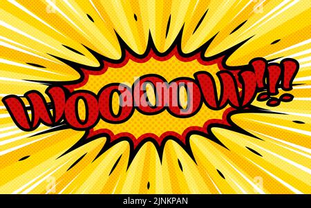 Illustrationsmaterial: Amerikanischer Comic-Stil, Pop-Ballons und Hintergrund aus Punkten und konzentrierten Linien Stock Vektor