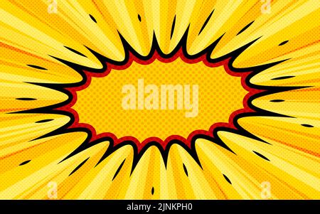 Illustrationsmaterial: Amerikanischer Comic-Stil, Pop-Ballons und Hintergrund aus Punkten und konzentrierten Linien Stock Vektor