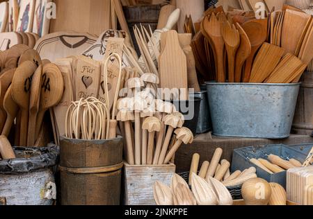 Haushaltswaren, Holzbesteck, Haushaltswaren, Bestecke Stockfoto