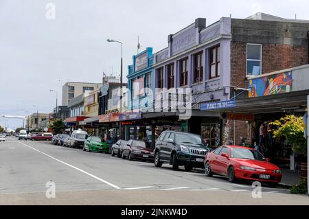 Tainui Street in Greymouth an der Westküste von South Island in Neuseeland Stockfoto