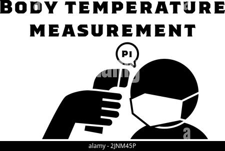 Abbildung der Messung der Wärme mit der Stirn mit einem Infrarot-Thermometer Stock Vektor