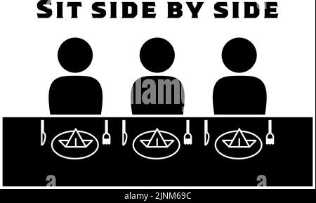 Symbol, das Side-by-Side-Mahlzeiten empfiehlt Stock Vektor