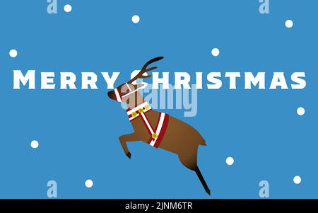 Weihnachtskarte mit laufenden Rentieren Stock Vektor