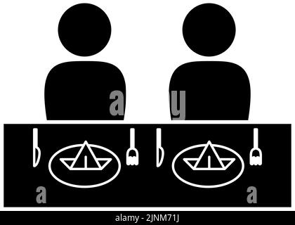 Symbol, das Side-by-Side-Mahlzeiten empfiehlt Stock Vektor