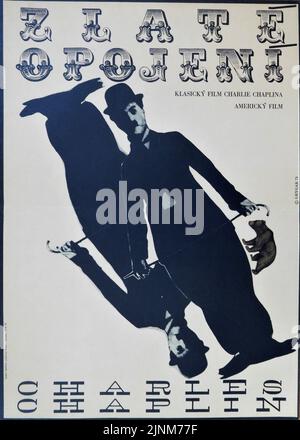Tschechische 1973 Re-Release Poster für CHARLIE CHAPLIN im GOLDRAUSCH 1925 Regisseur/Produzent/Schriftsteller/Musik CHARLES CHAPLIN Charles Chaplin Productions Stockfoto