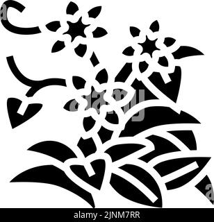 clematis wachsende Glyphe Symbol Vektor Illustration Stock Vektor