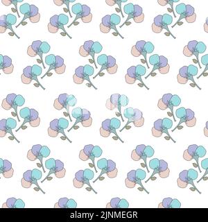 Stoff mit Blumen aus bunten Blütenblättern auf weißem Hintergrund. Hintergrund. Vektorgrafik. Stock Vektor