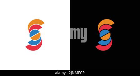Einzigartiges und farbenfrohes S-Logo mit Anfangsbuchstaben Stock Vektor