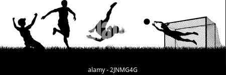 Frauen Fußball Fußballspieler Szene Silhouette Stock Vektor