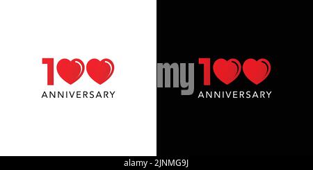 Modernes und professionelles 100 Love Anniversary Logo Design Stock Vektor