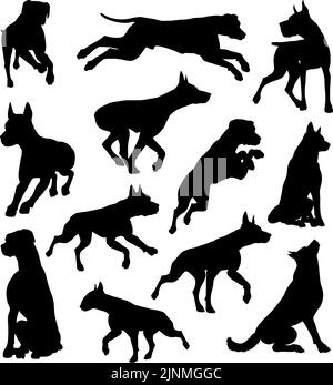 Hund Silhouetten Tier einstellen Stock Vektor