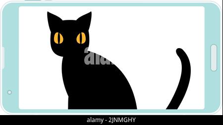 Illustration einer Katze in einem Online-Meeting Stock Vektor