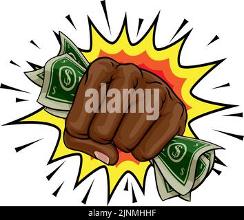 Money Cash Fist Hand Comic Pop Art Cartoon Stock Vektor