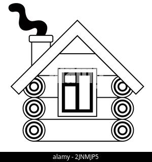 Lineare Ikone eines alten Holzhauses. Flache Vektorgrafik. Stock Vektor