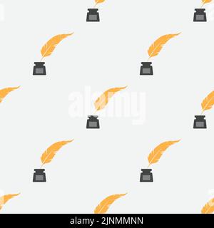 Hintergrund mit nahtlosem Muster aus Feder und Tinte Stock Vektor