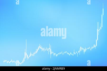 Candlestick-Charts für Aktien, Forex und Kryptowährungen, steigend, blauer Hintergrund Stock Vektor